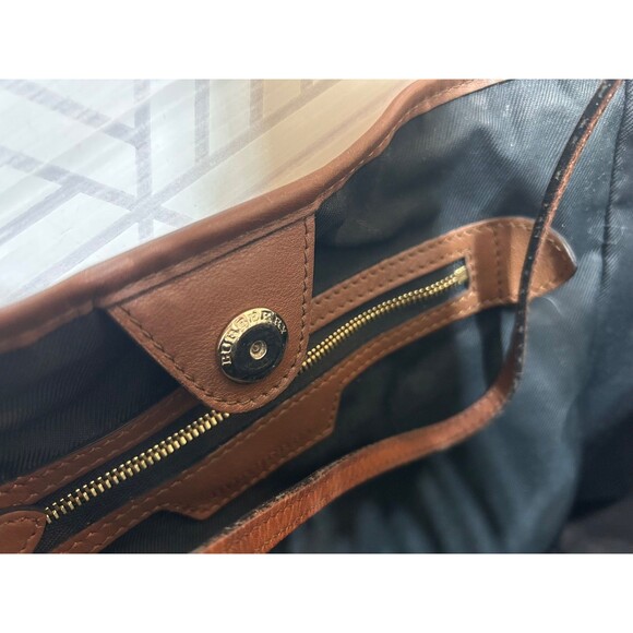 Burberry Beige Brown Leather Haymarket Check Canterbury Tote Shoulder Bag Italy - Picture 10 of 16